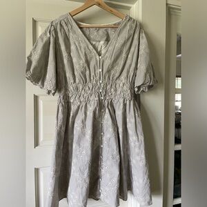 Madewell eyelet mini dress black stripe